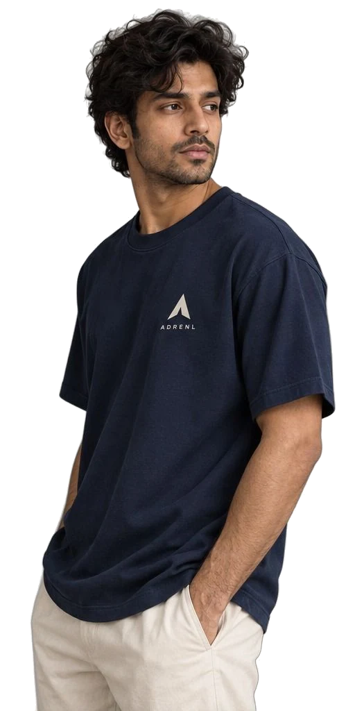 MARCOS tee, side, on a model